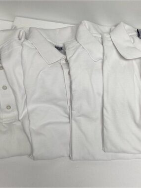 Classic Men's White Polo Shirt XL,Set of 4